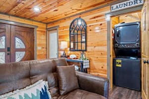 Convenient laundry room with a washer and dryer for longer stays.