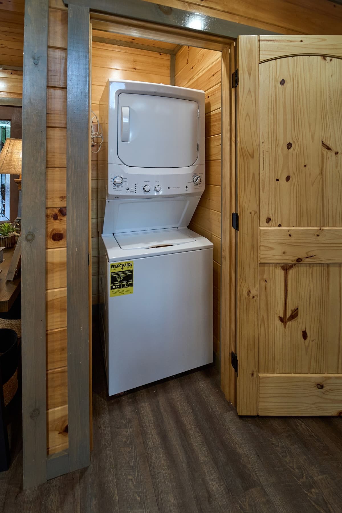 Convenient laundry room with a washer and dryer for longer stays.